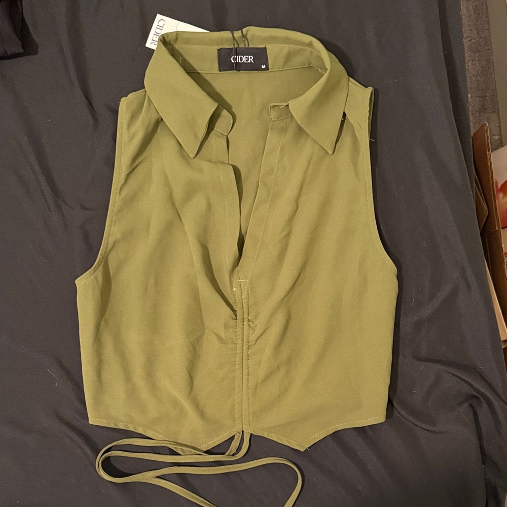 Cider Sage Green Collared Blouse